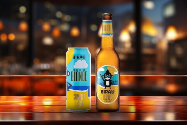 Bira Blonde Bottle and Can