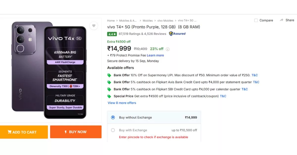 Vivo T4x 5G Discount