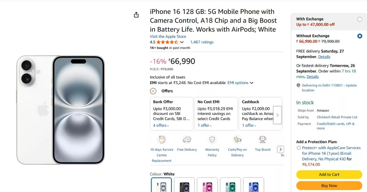 iPhone 16 Price Slashed To Rs 66,990; A18 Chip, Bigger Battery, and Impressive Camera Upgrades