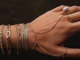 Delicate hand chain paired with casual outfit