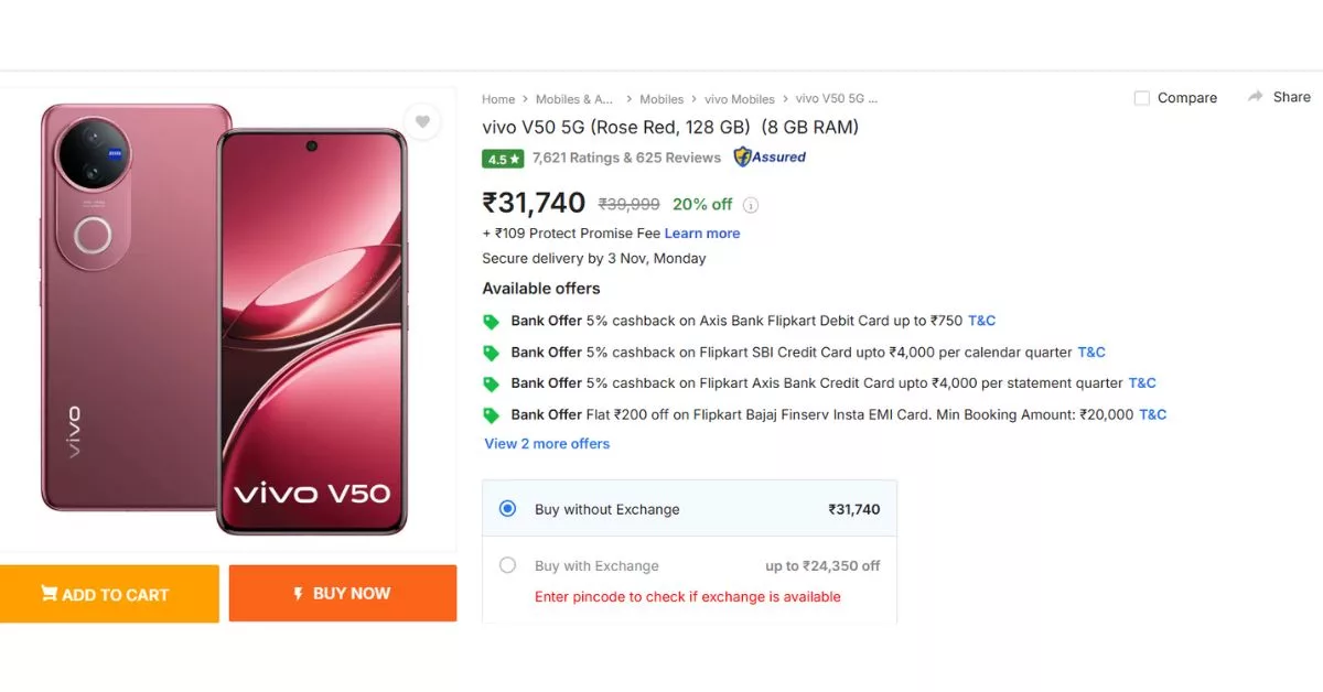 Vivo V50 5G Gets Massive Discount On Amazon and Flipkart; Here's Why It's a Great Deal for Selfie Lovers