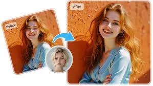 Split-screen image showing AI-generated face swap in digital content creation